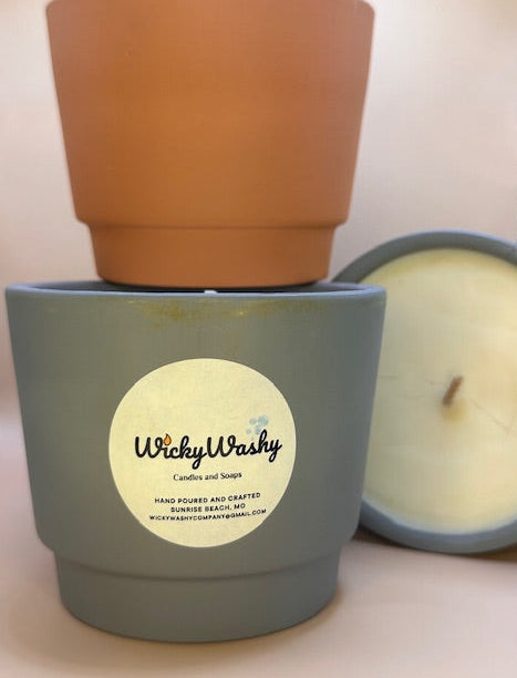 F. 16 Ounce Artisanal Citronella Candle In Terracotta Pot