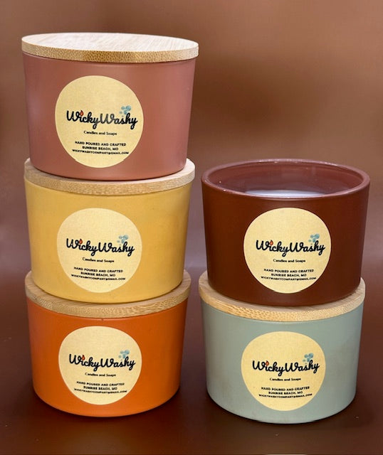 D. 4 Ounce Nature Inspired Colored Glass Jar with Walnut or Pine Lid