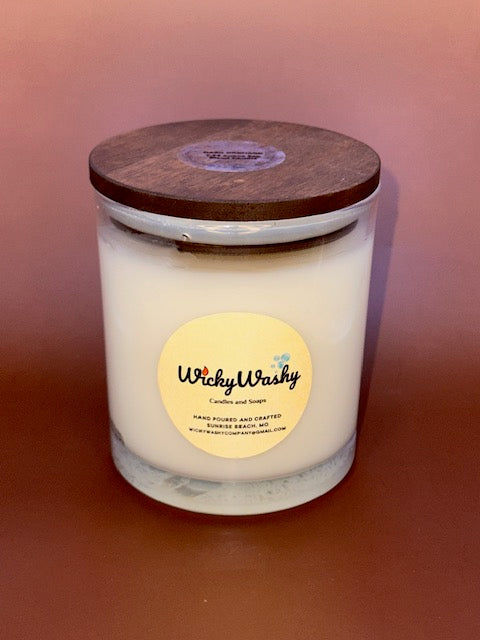 C. 10 Ounce Clear Jar with Walnut Lid