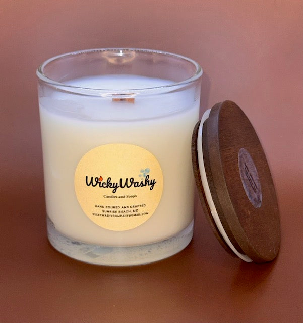 C. 10 Ounce Clear Jar with Walnut Lid