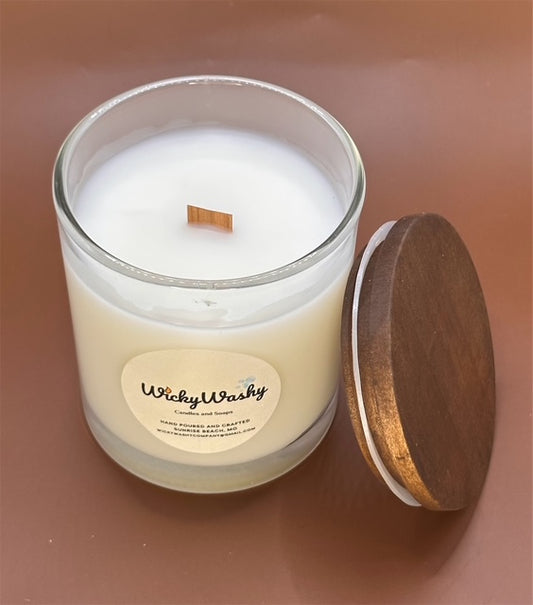 C. 10 Ounce Clear Jar with Walnut Lid