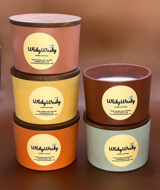 D. 4 Ounce Nature Inspired Colored Glass Jar with Walnut or Pine Lid